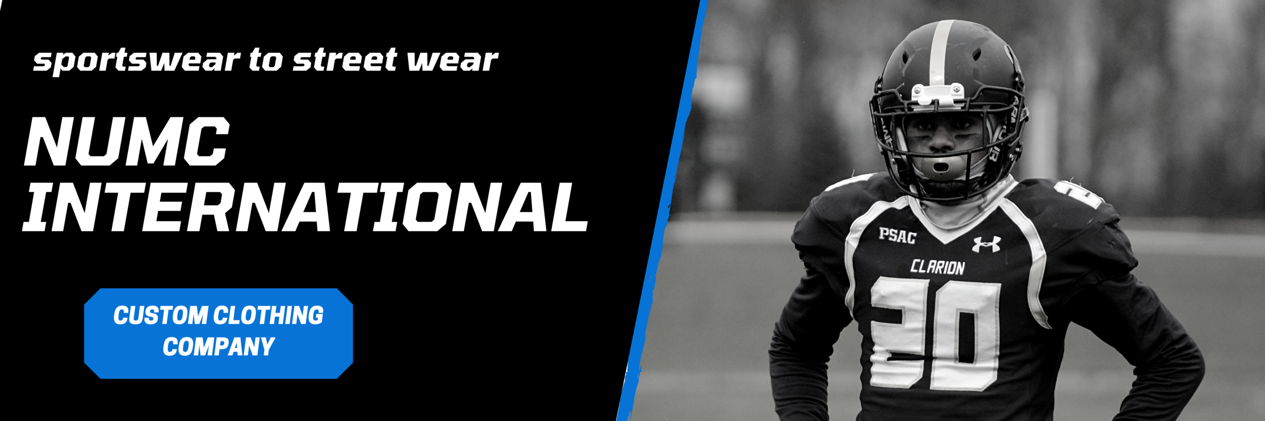 Blue and Black Graphic Dynamic Sports Football Team Banner